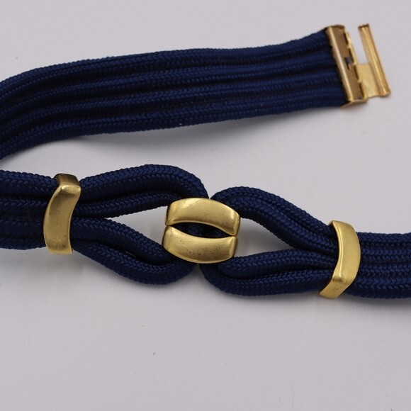 Jos a Bank Vintage Cord Belt Gold Bow and Clasp - Picture 4 of 9